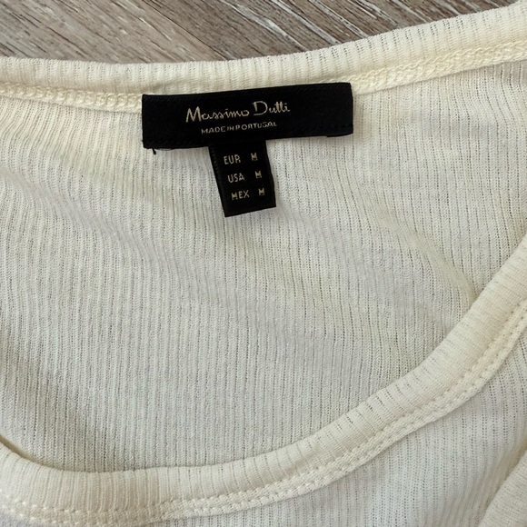 MASSIMO DUTTI ribbed long sleeve white ribbed long sleeve double t-shirt size M - Picture 7 of 8